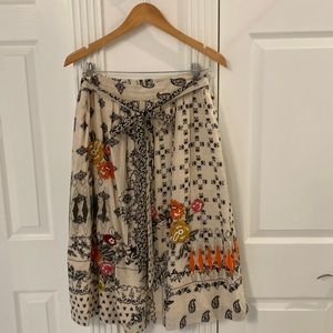 Anthro lined linen skirt